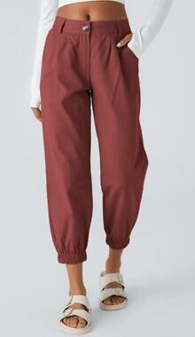 Halara Mid Rise Casual Jogger Pants with Pockets Russet Brown Red Maroon XL